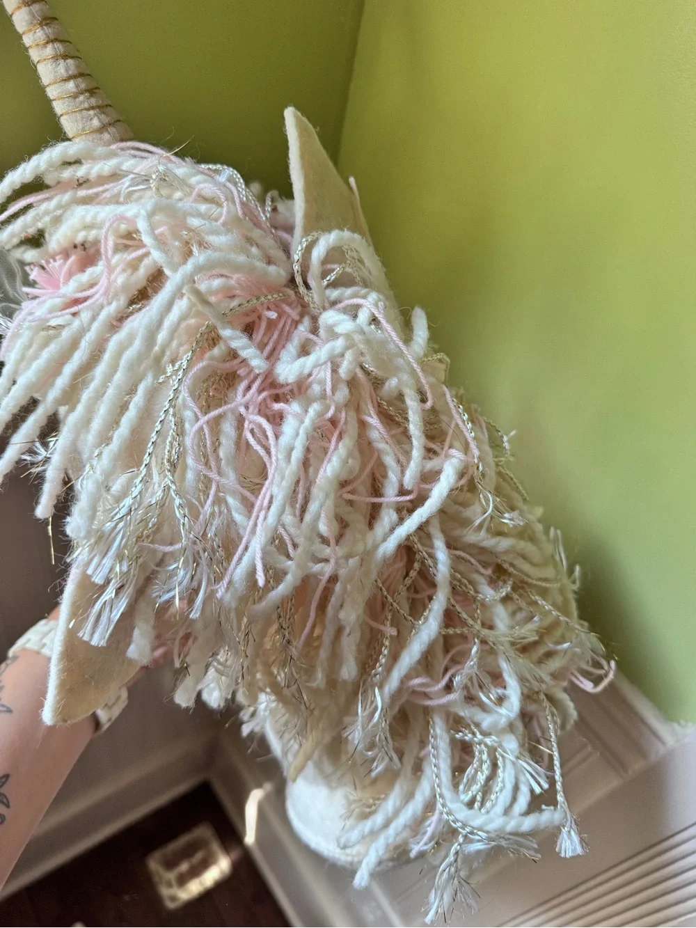 Mud Pie Pink and Cream Plush Unicorn Wall Mount